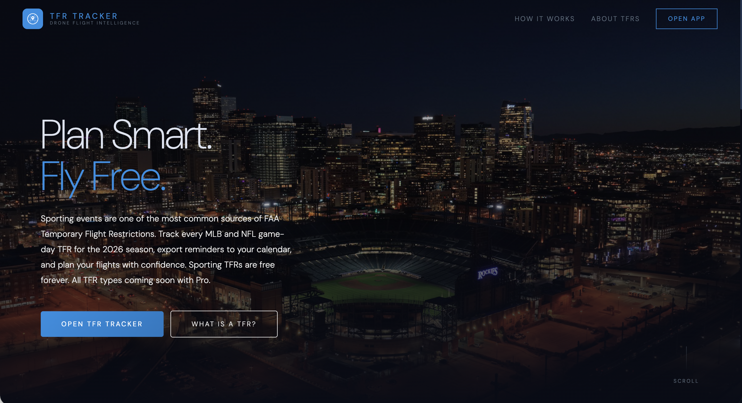TFR Tracker - Landing Page, Plan Smart Fly Free